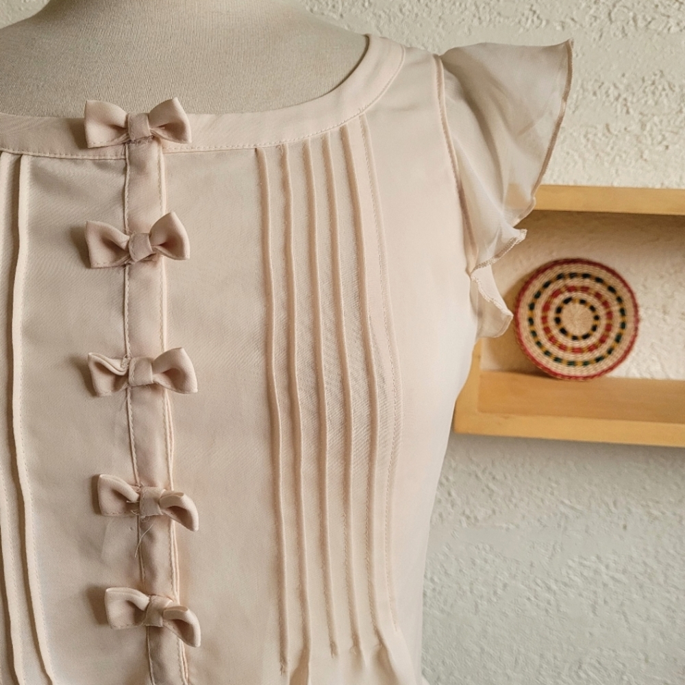 LC Lauren Conrad Cream Bow Blouse